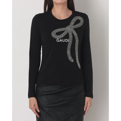 ガウディ GAUDI ラインストーンリボンポイントロンT （BLACK）｜詳細画像