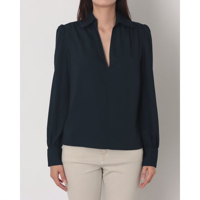 ネックレスポイントスッキパーブラウス （NAVY）｜詳細画像