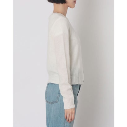 ロゴビジューポイントクルーネックカーディガン （WHITE）｜詳細画像