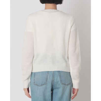 ロゴビジューポイントクルーネックカーディガン （WHITE）｜詳細画像