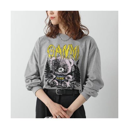 GANNI 長袖 Tシャツ Basic Cotton Jersey Longsleeve カットソー （A1050306/920/Paloma）｜詳細画像