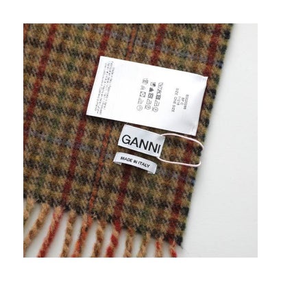 GANNI マフラー Compact Wool Scarf  ウール フリンジ （B3020243/ZZB/Rawhide）｜詳細画像