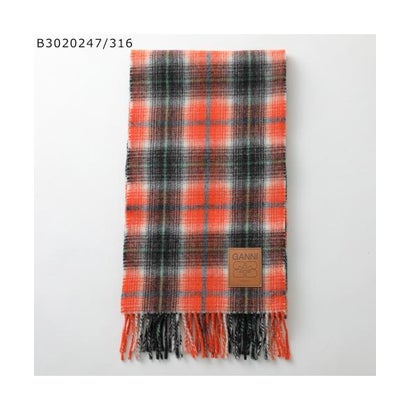 GANNI マフラー Compact Wool Scarf  ウール フリンジ （B3020243/ZZB/Rawhide）｜詳細画像