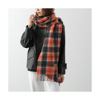 GANNI マフラー Compact Wool Scarf  ウール フリンジ （B3020247/316/RussetOrange）｜詳細画像