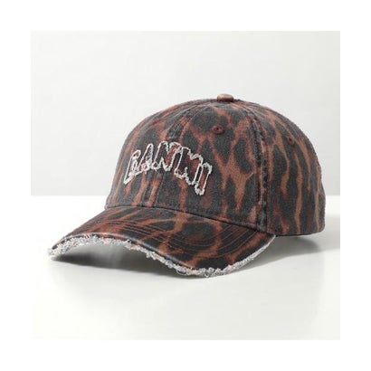 GANNI キャップ Printed Washed Cotton Ocelot Leopard B3020268 （ZZB/Rawhide）｜詳細画像