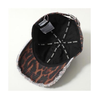 GANNI キャップ Printed Washed Cotton Ocelot Leopard B3020268 （ZZB/Rawhide）｜詳細画像