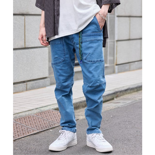 ストレッチデニム、チノキャンプクライミングパンツ 077770 （サックスブルー）