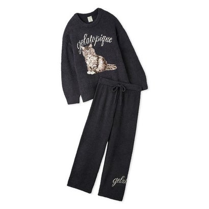 【ONLINE限定】ベビモコキャットジャガードプルオーバー&ロングパンツセット （PNK）｜詳細画像