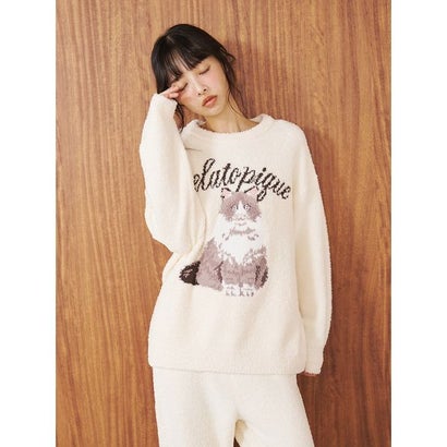 【ONLINE限定】ベビモコキャットジャガードプルオーバー&ロングパンツセット （NVY）｜詳細画像