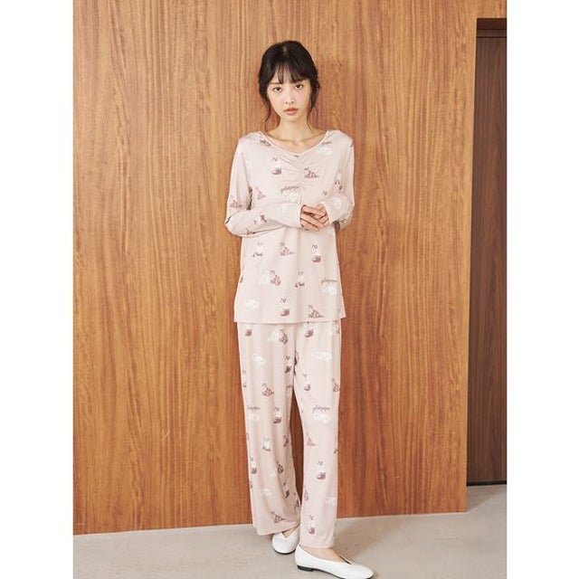 キャット柄ロングパンツ （BEG）