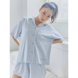 【接触冷感】サマーカラーパイルシャツ＆ショートパンツセット （BLU）