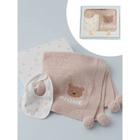 【ラッピング済み】【BABY】ベアブランケット&スタイ2点セット ギフトBOX【返品不可商品】 （BEG）