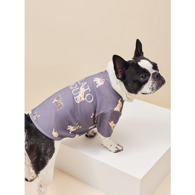 【CAT&DOG】フレンチブルドッグ柄カットソープルオーバー （NVY）
