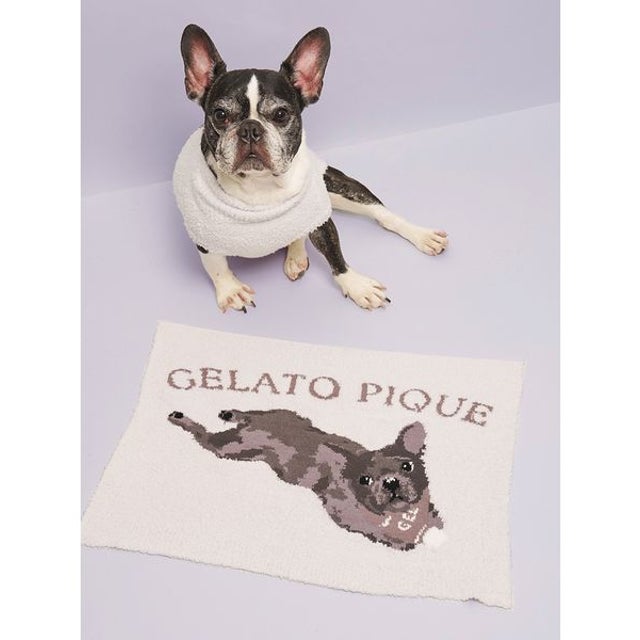 【CAT&DOG】ベビモコフレンチブルドッグ柄ブランケット （LGRY）
