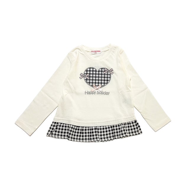 裾フリル 長袖Tシャツ （IVORY）