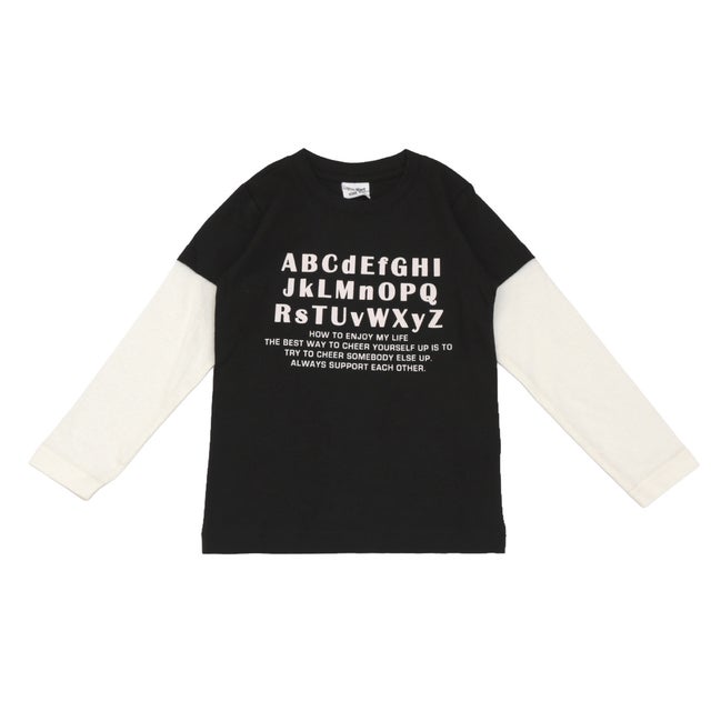 袖フェイクレイヤード 長袖Tシャツ （BLACK）