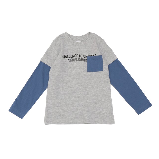 袖フェイクレイヤード 長袖Tシャツ （MGRAY）