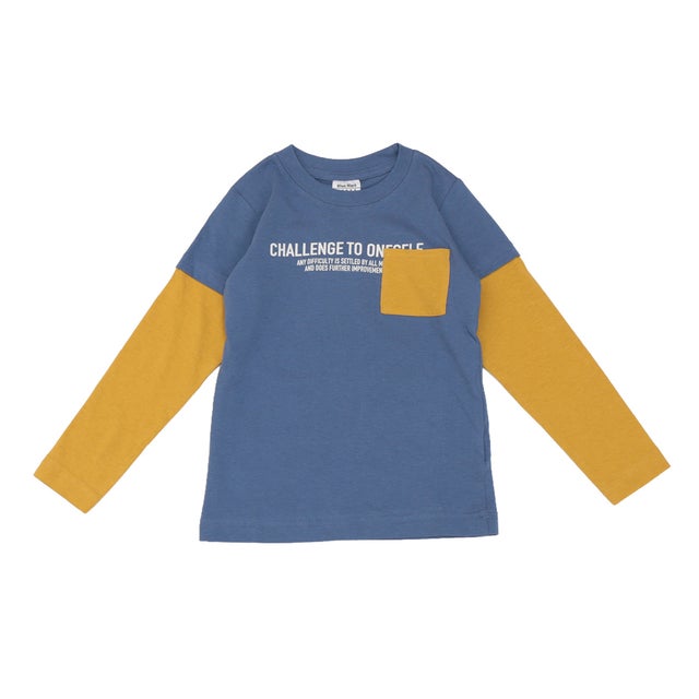 袖フェイクレイヤード 長袖Tシャツ （BLUEGRAY）