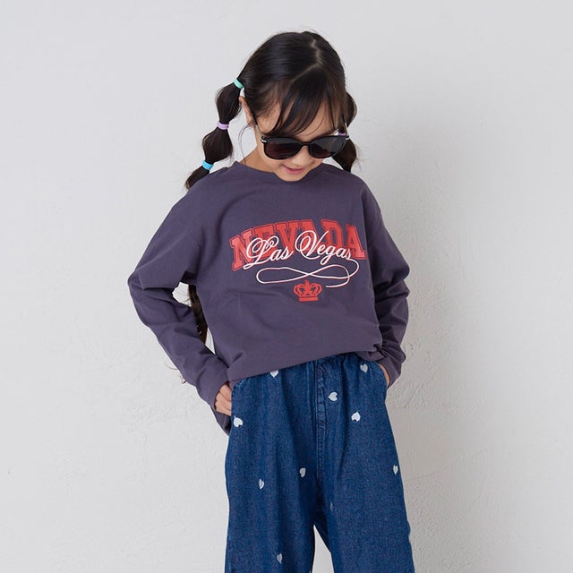 BIGシルエット プリント 長袖Tシャツ （CHARCOAL）