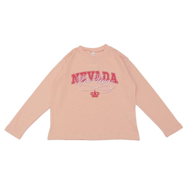 BIGシルエット プリント 長袖Tシャツ （CORAL）