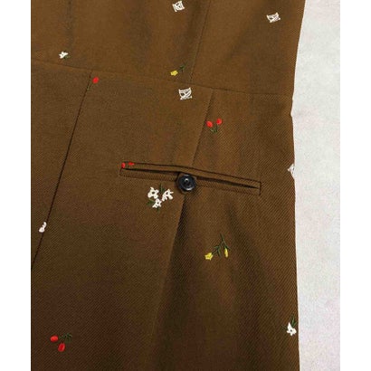 モチーフ刺繍 キャミソール ワイドパンツ オールインワン 結婚式 パーティードレス オケージョンドレス お呼ばれ 二次会 成人式 同窓会 謝恩会 （ブラウン）｜詳細画像