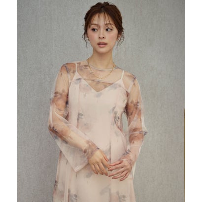 マルチウェイボリュームチュールドレス シアーチュールフリルビスチェ 花柄 3点セット 結婚式 ワンピース パーティードレス オケージョンドレス お呼ばれ 二次会 成人式 同窓会 謝恩会 （ライトオレンジ）｜詳細画像