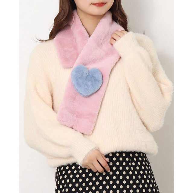 
                    韓国ファッション レデイーズ マフラー  子供 キッズ 女の子 ファー マフラー  ネックウォーマー 防寒対策 柔らかな 肌触 通勤 通学 （ピンク）