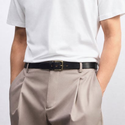 ベルト メンズ カジュアル ブランド 本革 レザー レザーベルト 牛革 おしゃれ シンプル 革ベルト 革小物 大人 男性 日本製 ホルスターカーブベルト HOLSTER CURVE BELT （BLACK）｜詳細画像