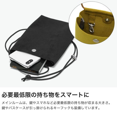 ネックポーチ レディース メンズ ブランド ショルダーバッグ 斜め掛け 軽量 小さめ コンパクト スエード調 おしゃれ きれいめ マイクロファイバースエード F-2 neck pouch 456C94 （グレー）｜詳細画像