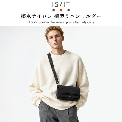 イズイット IS/IT ショルダーバッグ メンズ レディース ブランド ミニ ショルダー フラップ 撥水 軽量 軽い 丈夫 小さめ ナイロン 斜めがけバッグ 肩掛け 横型 横長 コンパクト おしゃれ ウェザー 984112 （コン）｜詳細画像
