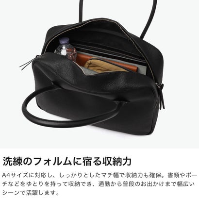 ボストンバッグ メンズ レディース バッグ トートバッグ 軽量 通勤 ブランド 本革 革 レザー シュリンクレザー 肩掛け ファスナー付き A4 Shrink-Boston Bag 306S63S （ブラック）｜詳細画像