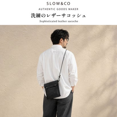 ショルダーバッグ メンズ レディース 斜めがけバッグ ブランド バッグ 小さめ 軽量 軽い 本革 革 レザーミニショルダー コンパクト おしゃれ 大人 日本製 Deer 858S106S （ブラック）｜詳細画像