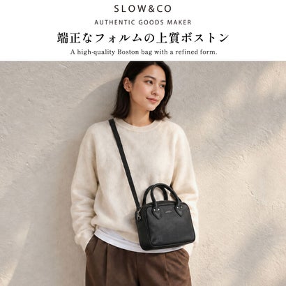 スロウ SLOW ボストンバッグ レディース メンズ 小さめ バッグ ミニボストン 軽量 ブランド ミニ ショルダーバッグ 斜めがけ 本革 レザー 肩掛け Shrink Mini Boston Bag 306S62S （グレー）｜詳細画像