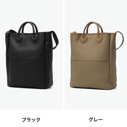 トートバッグ 大きめ A4 ブランド バッグ 本革 縦型 ビジネス トート 軽量 通勤 通学 2WAY 肩掛け 日本製 シュリンクレザー Shrink 2way Tote Bag M 858S26P （グレー）｜詳細画像