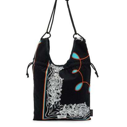 ショルダーバッグ ブランド redad and fluffy×SML マルシェバッグ バンダナ柄 巾着バッグ 日本製 A5 2WAY RAPHINHA BANDANNA ECO BAG 463S2 （KHAKI）｜詳細画像