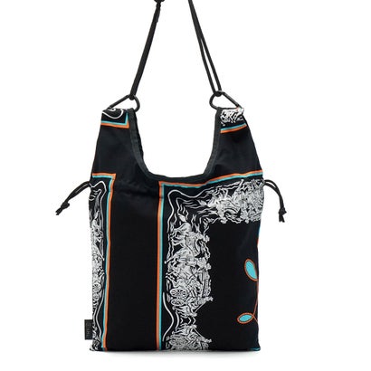 ショルダーバッグ ブランド redad and fluffy×SML マルシェバッグ バンダナ柄 巾着バッグ 日本製 A5 2WAY RAPHINHA BANDANNA ECO BAG 463S2 （KHAKI）｜詳細画像