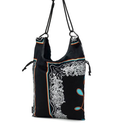 ショルダーバッグ ブランド redad and fluffy×SML マルシェバッグ バンダナ柄 巾着バッグ 日本製 A5 2WAY RAPHINHA BANDANNA ECO BAG 463S2 （KHAKI）｜詳細画像
