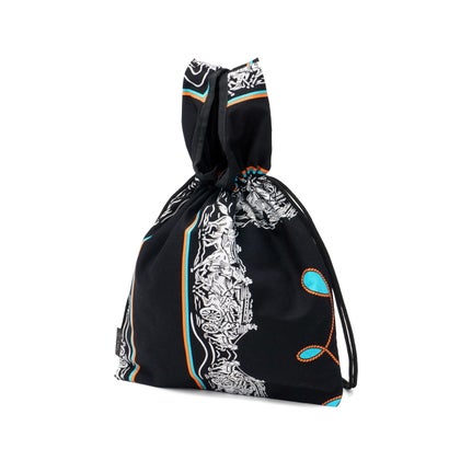 ショルダーバッグ ブランド redad and fluffy×SML マルシェバッグ バンダナ柄 巾着バッグ 日本製 A5 2WAY RAPHINHA BANDANNA ECO BAG 463S2 （KHAKI）｜詳細画像