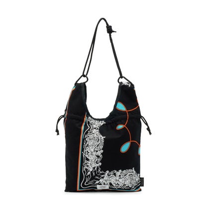 ショルダーバッグ ブランド redad and fluffy×SML マルシェバッグ バンダナ柄 巾着バッグ 日本製 A5 2WAY RAPHINHA BANDANNA ECO BAG 463S2 （KHAKI）｜詳細画像