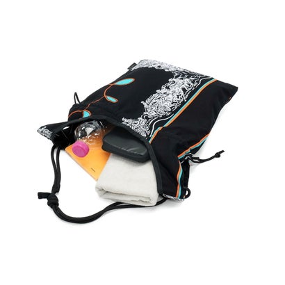 ショルダーバッグ ブランド redad and fluffy×SML マルシェバッグ バンダナ柄 巾着バッグ 日本製 A5 2WAY RAPHINHA BANDANNA ECO BAG 463S2 （KHAKI）｜詳細画像
