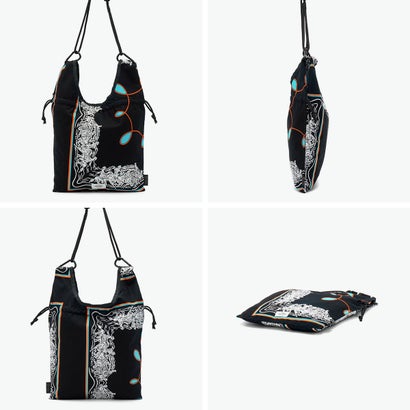 ショルダーバッグ ブランド redad and fluffy×SML マルシェバッグ バンダナ柄 巾着バッグ 日本製 A5 2WAY RAPHINHA BANDANNA ECO BAG 463S2 （KHAKI）｜詳細画像
