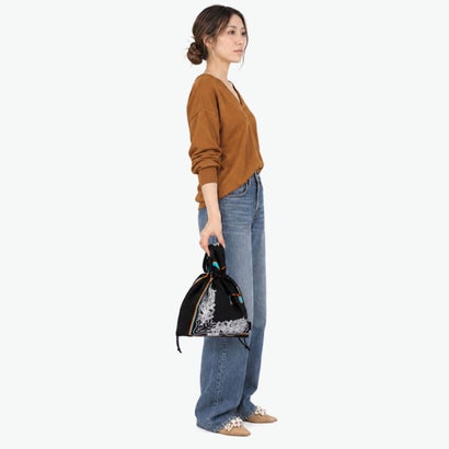 ショルダーバッグ ブランド redad and fluffy×SML マルシェバッグ バンダナ柄 巾着バッグ 日本製 A5 2WAY RAPHINHA BANDANNA ECO BAG 463S2 （KHAKI）｜詳細画像