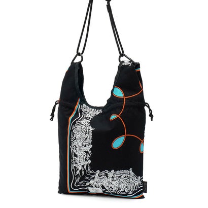 ショルダーバッグ ブランド redad and fluffy×SML マルシェバッグ バンダナ柄 巾着バッグ 日本製 A5 2WAY RAPHINHA BANDANNA ECO BAG 463S2 （KHAKI）｜詳細画像