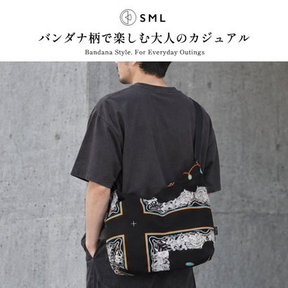 ショルダーバッグ ブランド トート 日本製 redad and fluffy×SML 軽量 バンダナ 2WAY A4 B4 RAPHINHA BANDANNA SHOULDER BAG 463S1 （BLACK）｜詳細画像