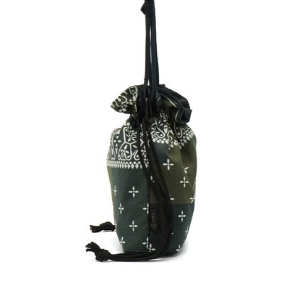 ショルダーバッグ レディース メンズ おしゃれ 軽量 redad and fluffy×SML 日本製 RAPHINHA BANDANNA DRAWSTRINGS SHOULDER 463S3 （KHAKI）｜詳細画像