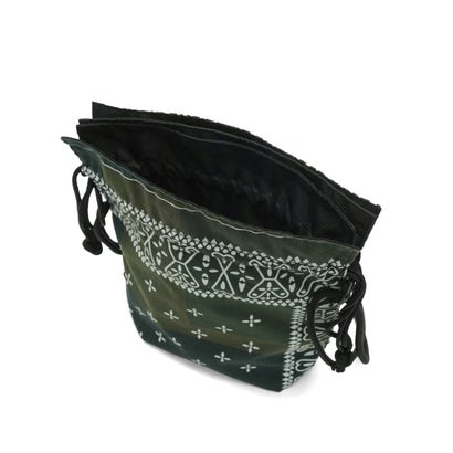 ショルダーバッグ レディース メンズ おしゃれ 軽量 redad and fluffy×SML 日本製 RAPHINHA BANDANNA DRAWSTRINGS SHOULDER 463S3 （KHAKI）｜詳細画像