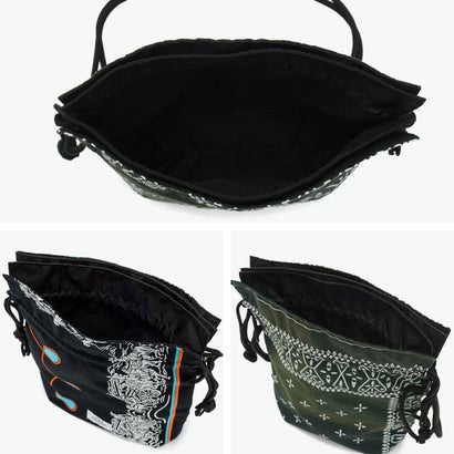 ショルダーバッグ レディース メンズ おしゃれ 軽量 redad and fluffy×SML 日本製 RAPHINHA BANDANNA DRAWSTRINGS SHOULDER 463S3 （KHAKI）｜詳細画像