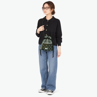 ショルダーバッグ レディース メンズ おしゃれ 軽量 redad and fluffy×SML 日本製 RAPHINHA BANDANNA DRAWSTRINGS SHOULDER 463S3 （KHAKI）｜詳細画像
