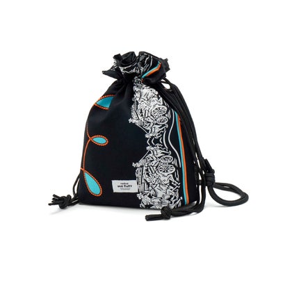 ショルダーバッグ レディース メンズ おしゃれ 軽量 redad and fluffy×SML 日本製 RAPHINHA BANDANNA DRAWSTRINGS SHOULDER 463S3 （BLACK）｜詳細画像