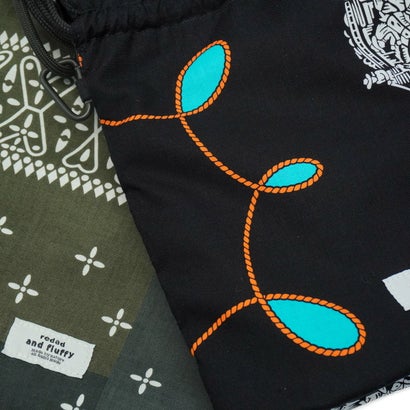 ショルダーバッグ レディース メンズ おしゃれ 軽量 redad and fluffy×SML 日本製 RAPHINHA BANDANNA DRAWSTRINGS SHOULDER 463S3 （BLACK）｜詳細画像